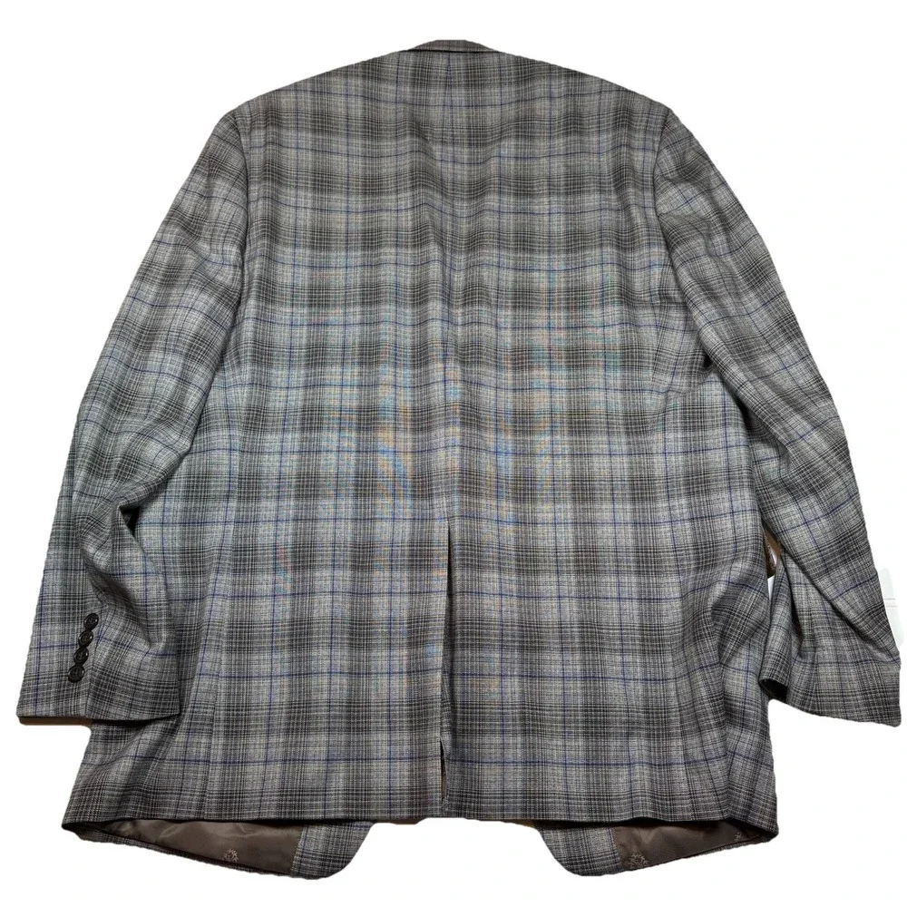 Lauren‎ Ralph Lauren Glen Plaid Blazer 44L Grey Blue Polyester GUC RN90736